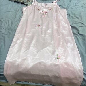 Pink Floral Embroidered Nightgown